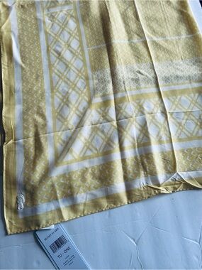 Lacoste Yellow and White Patterned Silk Scarf